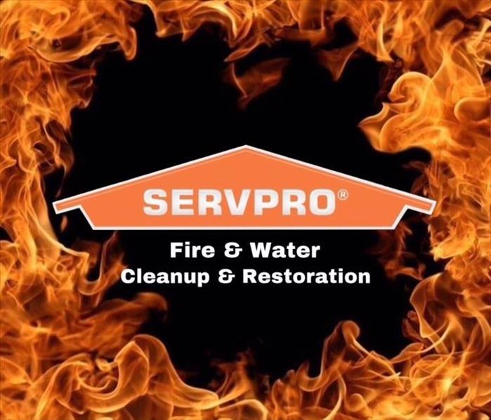 SERVPRO logo over fire